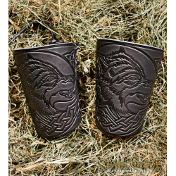 A Pair Leather Bracers Armor Wolves Celtic Spiritual 